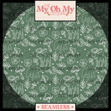 Nature outlines, moose, bear, mushroom, flower, mountains - Seamless File