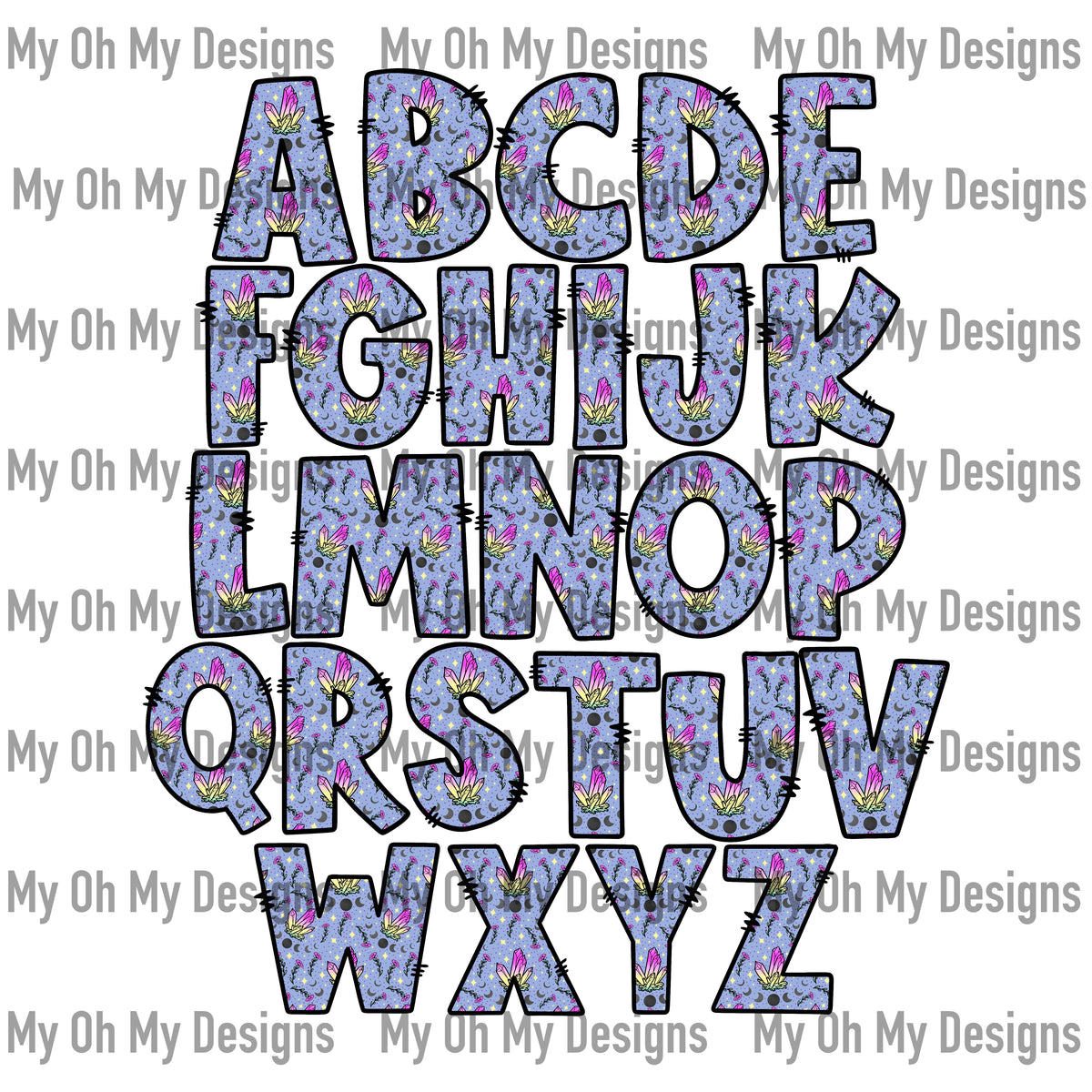 Alphabet Set, boho celestial - PNG File – Kay Michelle Art