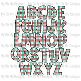 Alphabet set, plaid, Christmas, winter - PNG File