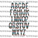 Alphabet Set, 4th of July stripes, camo print, Military - PNG File